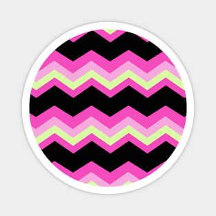 1980s modern abstract girly hot pink black fuschia chevron Magnet